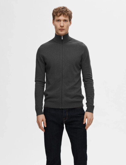 Selected Slhberg Full Zip Cardigan Noos - Grey - S