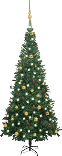 vidaXL Kunstig juletre med LED og kulesett L 240 cm grønn vidaXL Kunstig juletre med LED og kulesett L 240 cm grønn