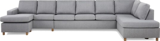 Crazy 6 seters Høyrevendt U formet XX Large Sofa med Divan og Sjeselong i Stoff Grå