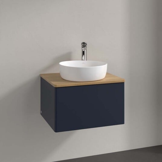 Villeroy & Boch  Antao Servantskap med 1 skuff 60x50x36 cm u/lys Blå Matt/Eik