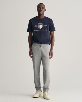 Joggebukser med liten shield-logo GREY MELANGE XL