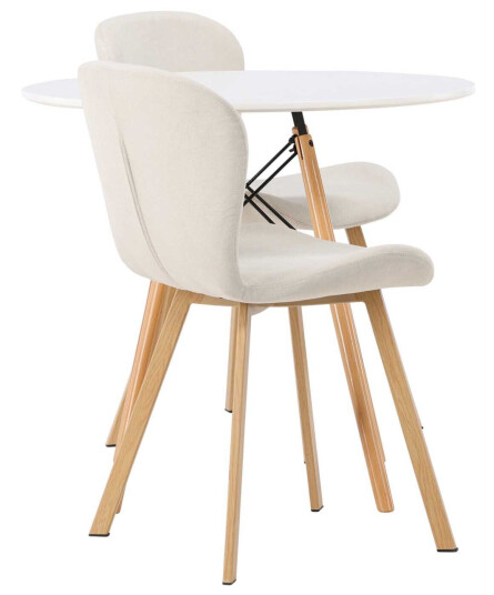 Venture Design Danburi & Lilja spisegruppe Beige/hvit 2 stoler & bord 60 cm