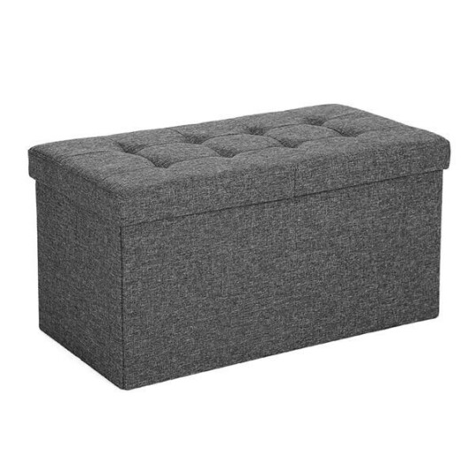 Ottoman med oppbevaring 76 x 38 x 38 cm   sammenleggbar benk i skifergrå linimitasjon