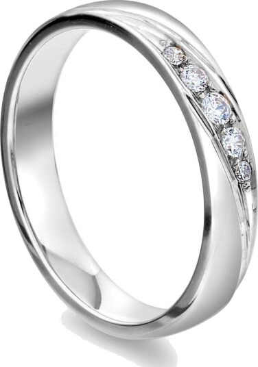 Moments By Pan Jewelry Giftering i 375  hvitt gull med diamanter 0,09 ct | 3,5 mm bredde