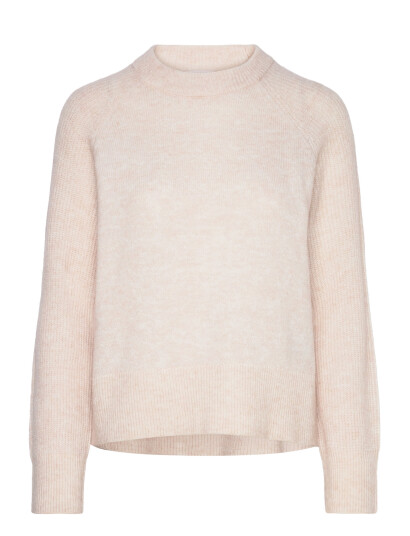 Selected Slfrena Ls Knit O-Neck Camp - Cream - M