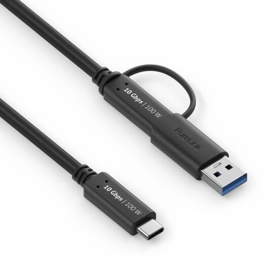 Purelink USB kabel IS2513 USB C/USB A Til USB C 1 m Svart