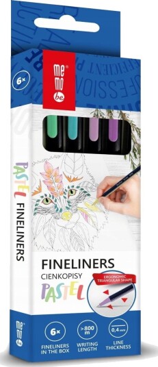 Memobe Fineliners Pastell 0,4 Mm 6 Farger Memobe
