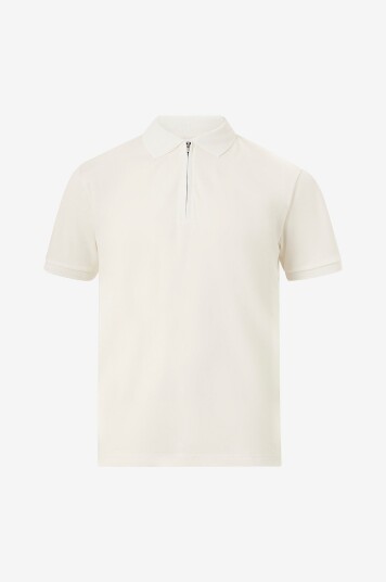Selected Homme Pologenser slhFave Zip SS Polo Hvit