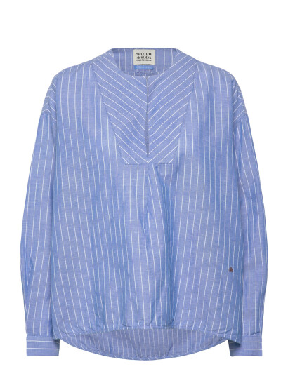 Scotch & Soda Cotton Linen Bib Shirt - Blue - 40 Scotch & Soda Cotton Linen Bib Shirt - Blue - 40