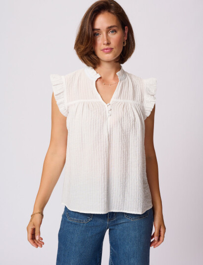 Kaffe Kaliany Via Blouse - Cream - 34 Kaffe Kaliany Via Blouse - Cream - 34