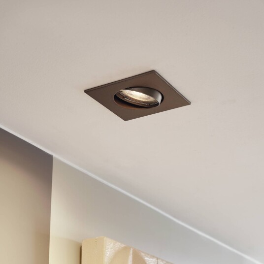 PRIOS innfellingslampe Fibur matt bronse 9 cm GU10 10 stk. Fibur PRIOS dimbar Bronse / messing Stue / spisestue Metall Moderne Innfelt i tak
