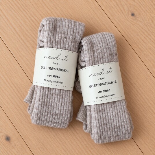 Need it 2pk strømpebukse i ull (merinoull) Sand str. 50/56 Need it 2pk strømpebukse i ull (merinoull) Sand str. 50/56