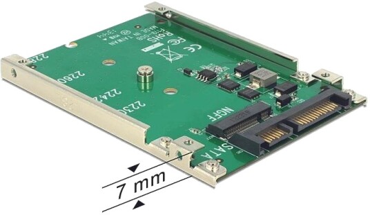 DELOCK M.2 SSD adapter M.2 - SATA 22-pin 1x2,5" plats 7mm höjd DELOCK M.2 SSD adapter M.2 - SATA 22-pin 1x2,5" plats 7mm höjd
