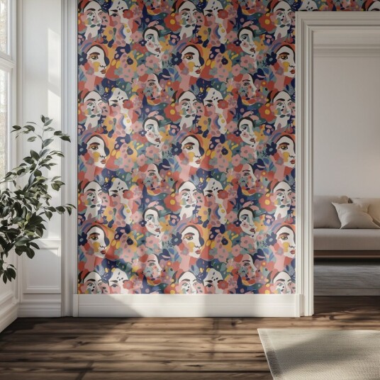 Tapet Abstrakt Ansikter Blomster Tapet Abstrakt Ansikter Blomster