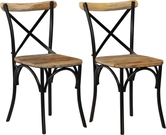 vidaXL Krysstoler 2 stk svart heltre mango vidaXL Krysstoler 2 stk svart heltre mango