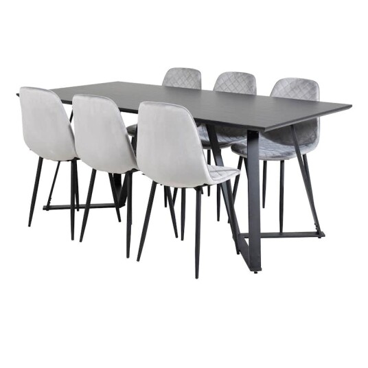 Venture Home Spisegruppe Venture Home Madde med 6 Phoi Stoler Fløyel GR20230