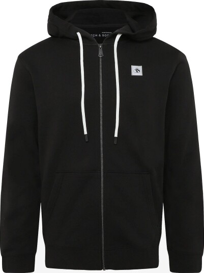 Scotch & Soda Logo Badge Regular Fit Zip Through Hoodie   METEORITE   M