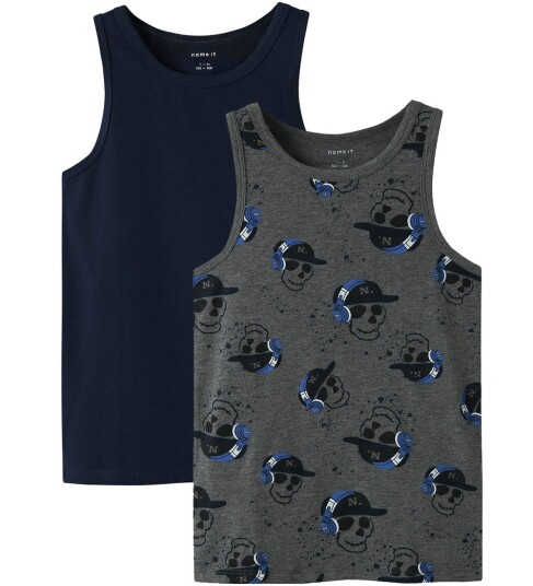 Name It Dark Grey Melange Nkmtank Topp 2P Dark Grey Mel Skull Noos 104 Name It Dark Grey Melange Nkmtank Topp 2P Dark Grey Mel Skull Noos 104