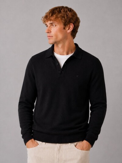 Clean Cut Copenhagen Merino Polo Knit Sort M