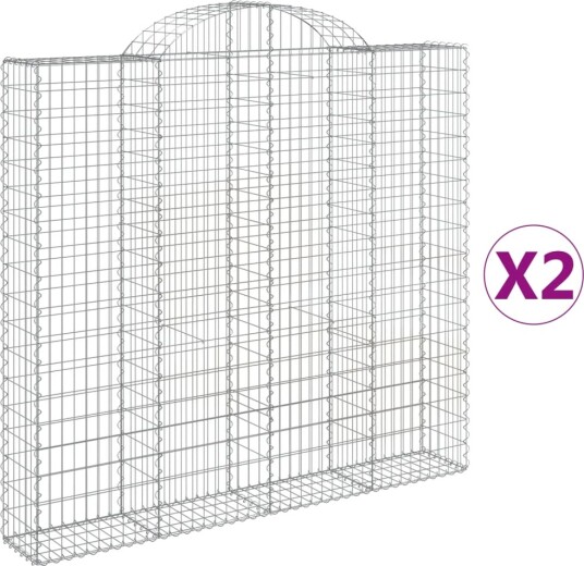 vidaXL Gabionkurver buede 2 stk 200x30x180/200 cm galvanisert jern