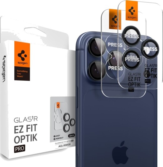 Spigen GLAS.tR EZ Fit Optik Pro Blå kamerabeskyttelse for iPhone 15 Pro/15 Pro Max 2-pakning