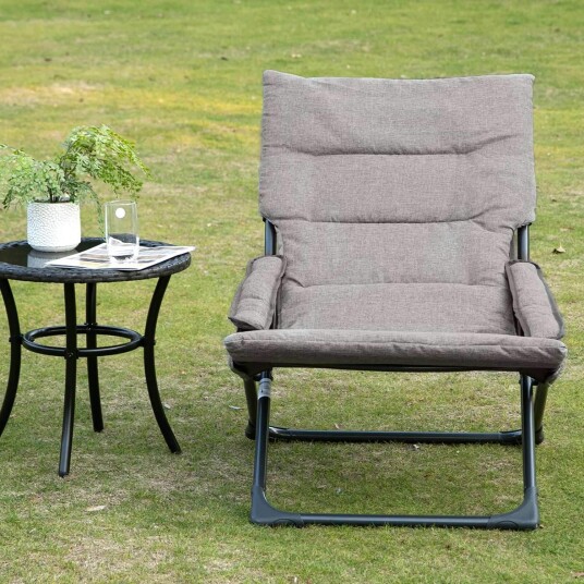 Sammenleggbar stol med avtagbar pute fleksibel hagestol campingstol fluktstol Textilene stål grå 66x94x79 cm for hage te