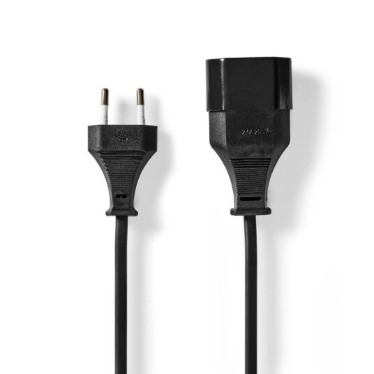 Nedis Power Extension Cable | EUR male | EUR Female| 5.0 m | Round | Black | Envelope