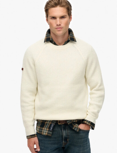 Superdry Chunky Raglan Jumper - Cream - L Superdry Chunky Raglan Jumper - Cream - L