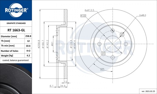 Bremseskive ROTINGER RT 1663-GL
