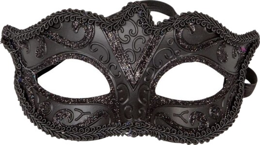 Venetian Svart Øyemaske m/Glitter Venetian Svart Øyemaske m/Glitter
