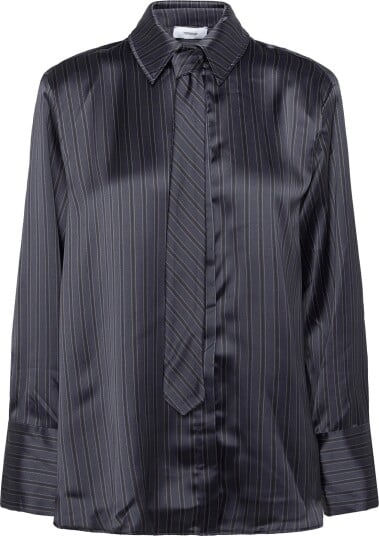 Topshop Tsdanila Ls Cinch Back Tie Shirt Wvn   CHARCOAL GRAY   42