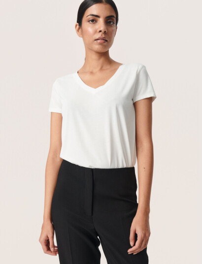 Soaked in Luxury Slcolumbine V-Neck Ss - White - L Soaked in Luxury Slcolumbine V-Neck Ss - White - L
