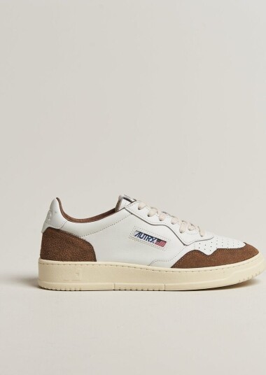 Autry Medalist Low Soft Leather/Suede Sneaker White/Tabacco