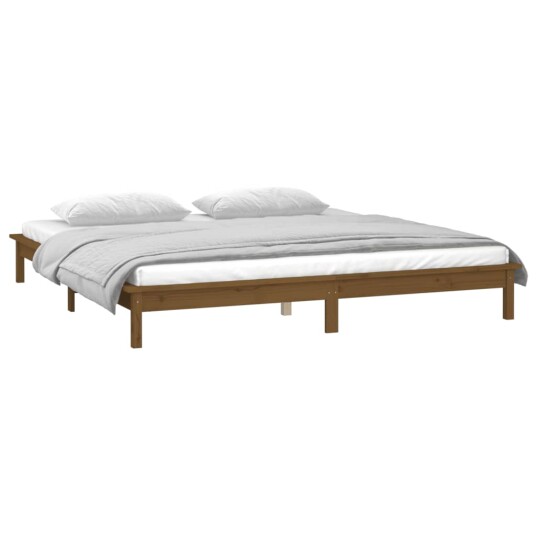 vidaXL Sengeramme med LED honningbrun 140x200 cm heltre