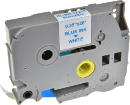 TB TZE-223 P-Touch Tape Blå på Hvit 9mm (8m) erstatter Brother TZE-223