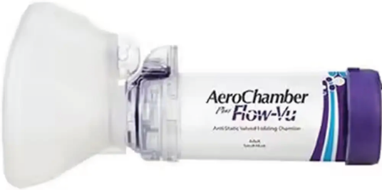 Aerochamber PlusFlow Vu maske Inhalasjonskammer med liten maske voksen 1 s