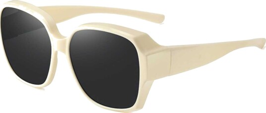 Polarized Suncovers Solbriller Over Briller Hvit/Beige