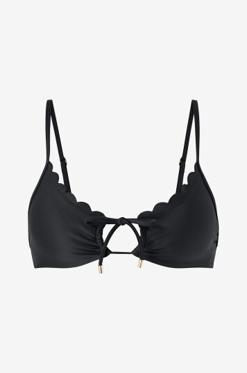 KAANDA Beach life   Bikini BH Scallop Halter Spaghitti Adjustable Straps w Removable Cups   Svart