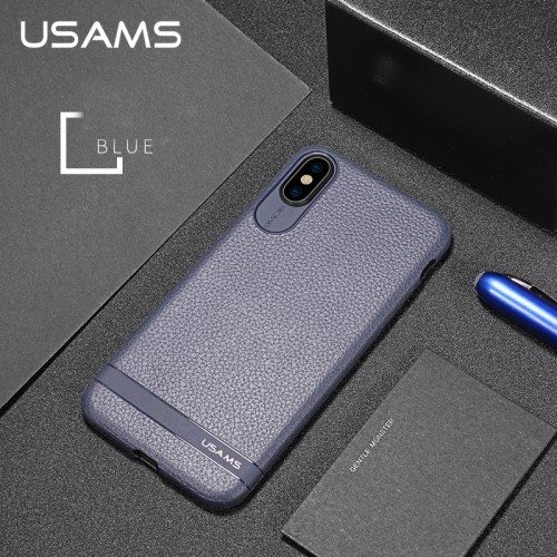 Usams Litchi Case (iPhone X/Xs) Mørkeblå Usams Litchi Case (iPhone X/Xs) Mørkeblå