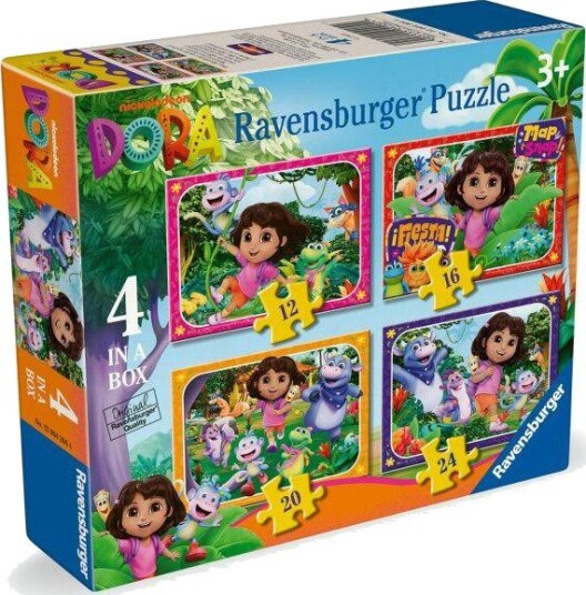 Ravensburger 4-i-1 Puslespill 12/16/20/24 Brikker Dora Utforskeren