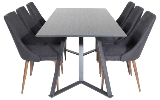 Venture Design Marina & Leone spisegruppe Svart/svart 6 st stoler & bord 180 x 90 cm