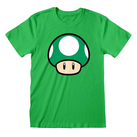 Super Mario T-skjorte 1UP Mushroom - M - Voksen - 100% bomull