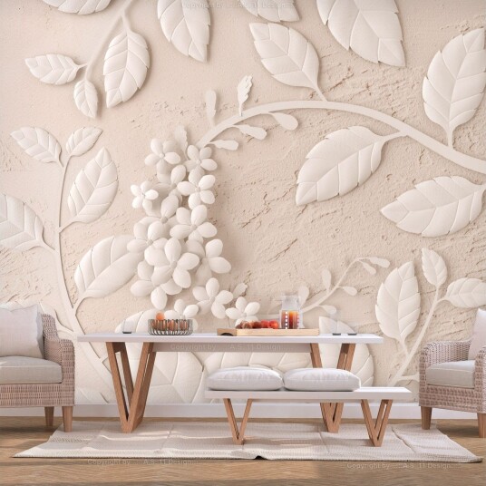 Fototapet Paper Flowers Beige 350x245 - Finnes i flere størrelser