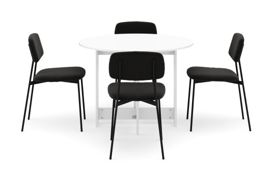 Jeba Spisebord 100 cm med 4 stk Lowe Matstkolar Hvit