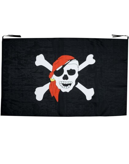 Stort Svart Pirat Flagg m/Hodeskalle 130x80 cm