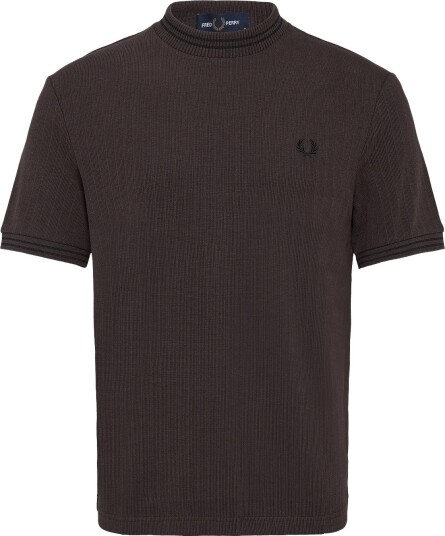 Fred Perry Ribbed Jersey T Shirt Brown XS