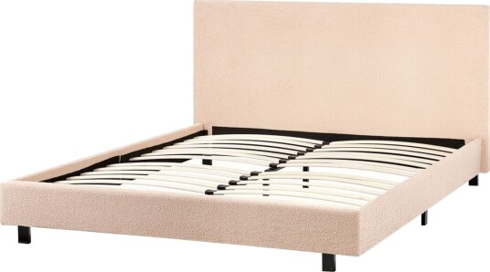 Seng med lamellramme Albi Beige svart/Bouclé 140x200 cm