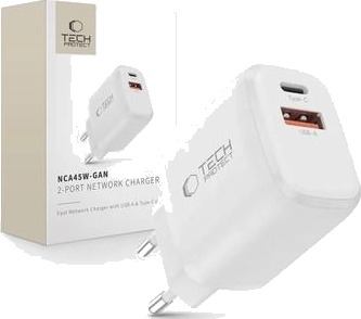 Tech Protect NCA45W 45W 2-Port USB-C/USB-A Lader Hvit