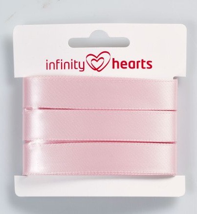Infinity Hearts Satengbånd Dobbeltsidet 15mm 117 Lys Pink 5m