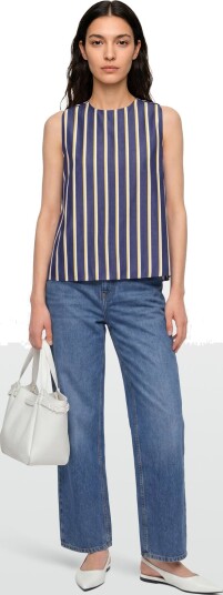Maison Kitsune Stripes Holly Flared Top Navy 34